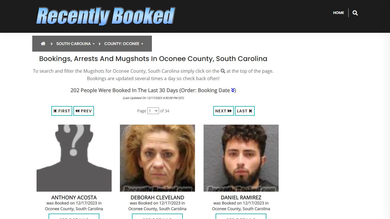 Bookings, Arrests and Mugshots in Oconee County, South Carolina
